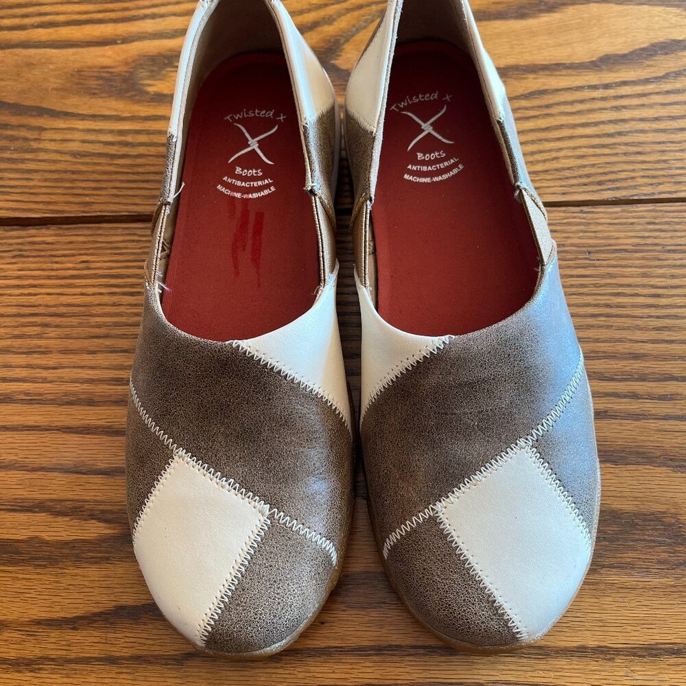 Twisted X Woman's Leather Country Farmhouse Patchwork Driving Loafers Sz 9